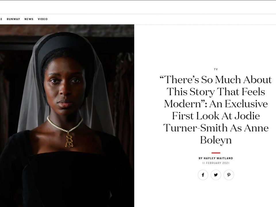 Screen shot from British Vogue online showcasing an article about new TV series Anne Boleyn